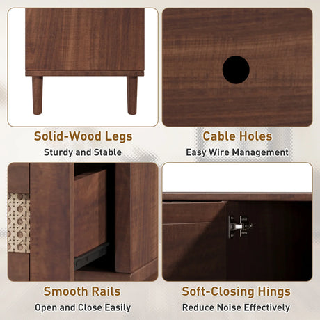 Modern 78-Inch Solid Wood Media Console TV Stand - Omega Lifestyles