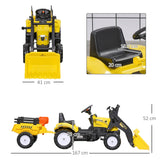 Kids Pedal Ride-On Excavator Bulldozer With Trailer - Omega Lifestyles
