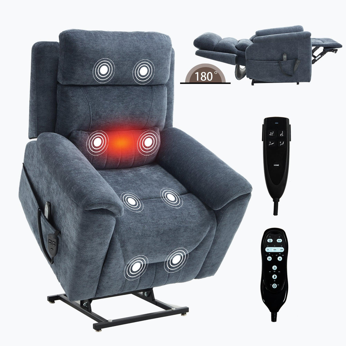 Dual Motor Power Lift Recliner Chair With Massage Heat - Omega Lifestyles