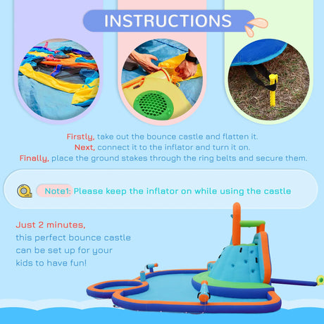 Kids Inflatable Water Slide Bounce House With Climbing Wall - Omega Lifestyles