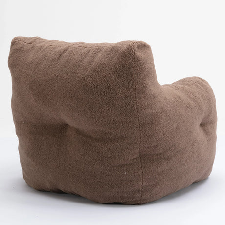 Soft Teddy Fabric Tufted Foam Bean Bag Chair Coffee - Omega Lifestyles