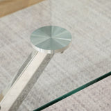 Modern Glass Dining Table With Stainless Steel Base Set - Omega Lifestyles
