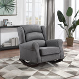 Gray Fabric Pocket Coil Rocking Chair With Wooden Legs - Omega Lifestyles