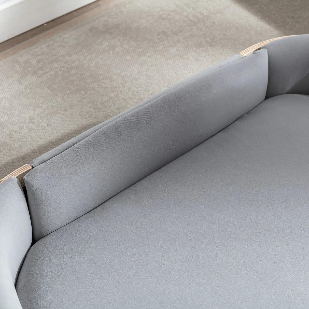 Scandinavian Solid Wood Elevated Pet Sofa Bed With Velvet Cushion - Omega Lifestyles