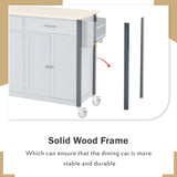 Kitchen Island Cart Solid Wood Top Four Door Cabinet - Omega Lifestyles