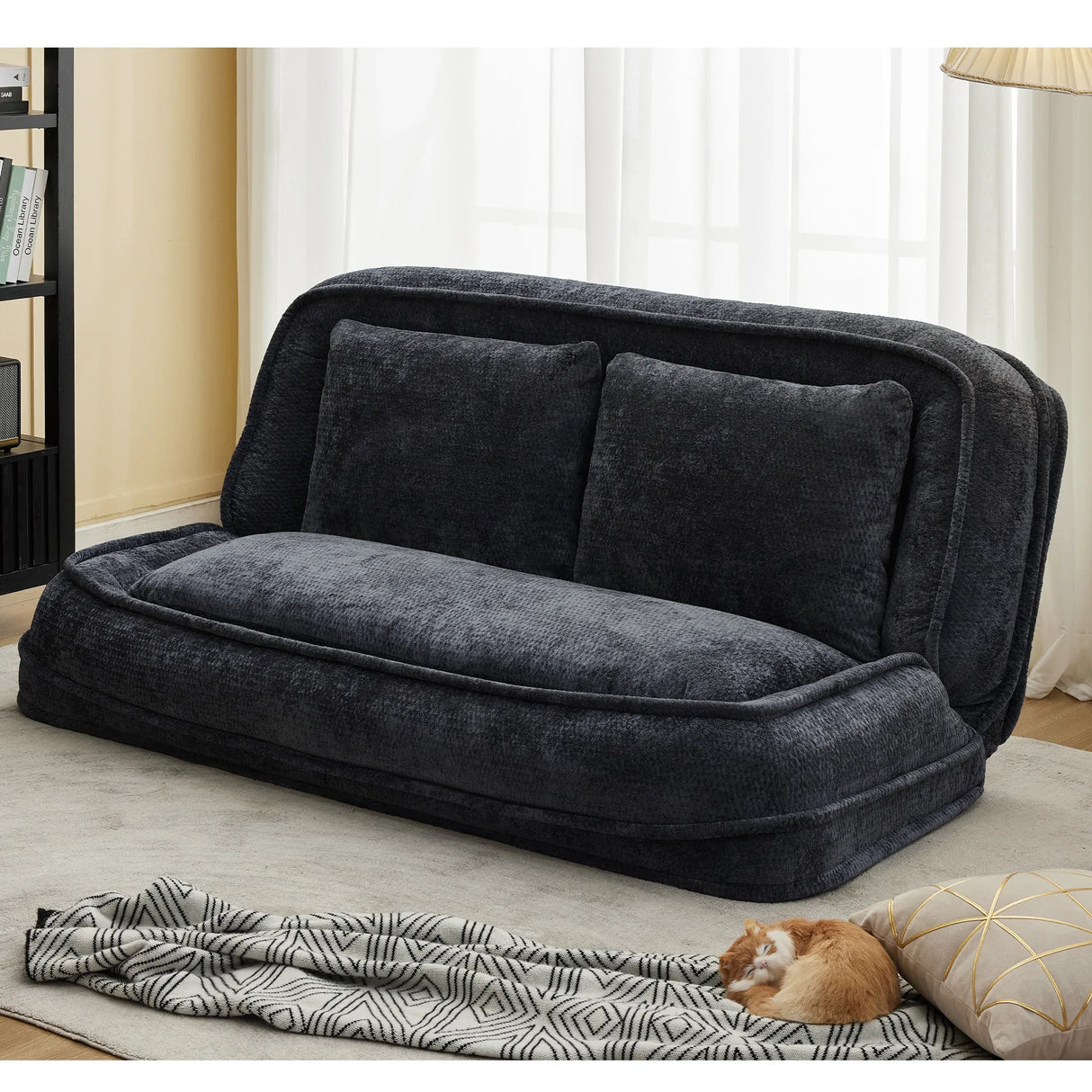 Adjustable 5-Position Medium-Soft Chenille Loveseat Sofa - Omega Lifestyles