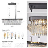 Adjustable Rectangular Iron Crystal Chandelier Lighting Fixture - Omega Lifestyles