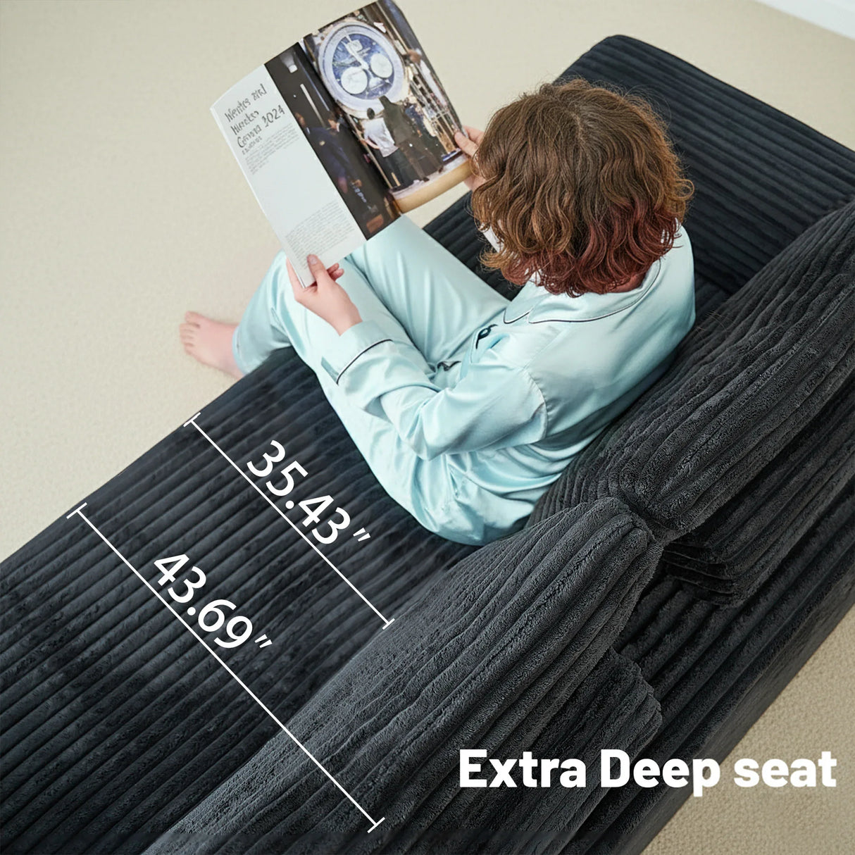 Modular U-Shaped 6-Seater Plush Corduroy Sectional Sofa - Omega Lifestyles