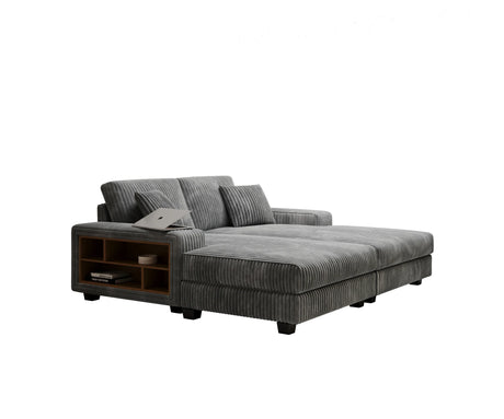 Convertible Corduroy Fabric Sleeper Sofa With Storage - Omega Lifestyles