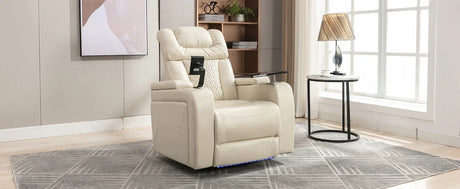 Power PU Leather Recliner Chair With Tray Table USB Port - Omega Lifestyles