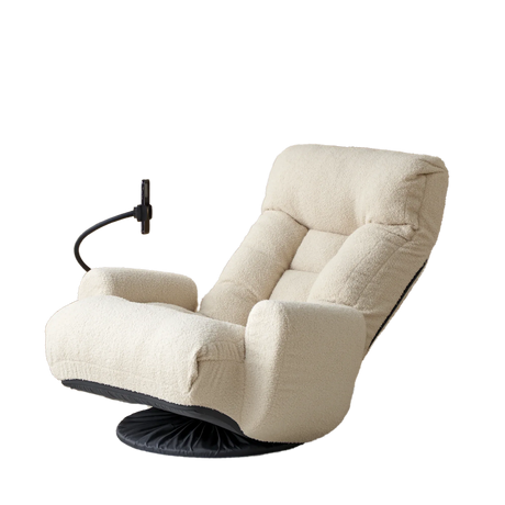 Adjustable Beige Soft Plush Rotating Lounge Chair - Omega Lifestyles