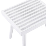 Solid Wood Slatted Farmhouse Style White Wood Bench - Omega Lifestyles