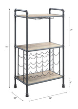 Industrial Three-Tier Metal And Synthetic Wood Wine Rack - Omega Lifestyles