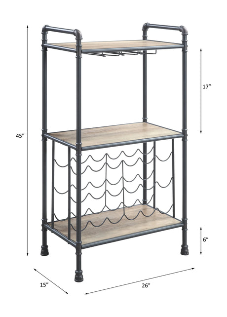 Industrial Three-Tier Metal And Synthetic Wood Wine Rack - Omega Lifestyles