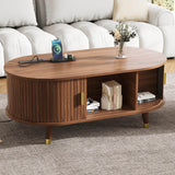Mid-Century Modern Walnut Coffee Table With Charging Station - Sleep Galleria