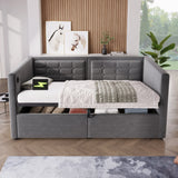 Twin Gray Velvet Upholstered Hydraulic Storage Daybed With USB Charging - Omega Lifestyles