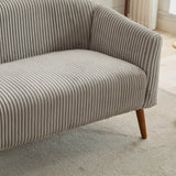 Corduroy Upholstered Modern Gray Loveseat Sofa With Walnut Legs - Omega Lifestyles