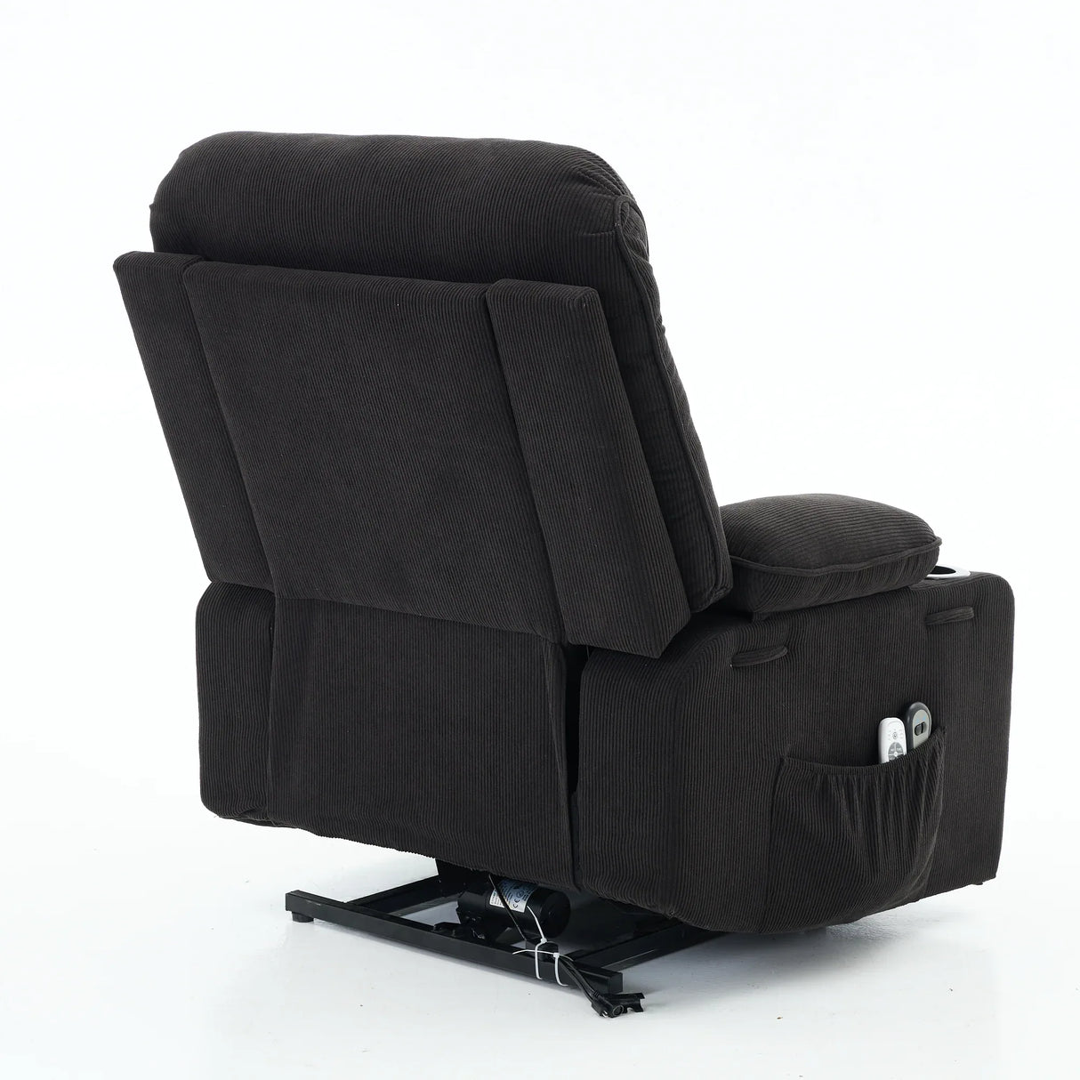 Medium-Firm Corduroy Remote-Controlled Heating Massage Recliner - Omega Lifestyles