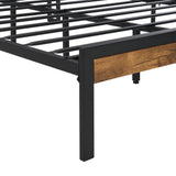 Queen Metal Platform Bed Frame With Wooden Headboard - Omega Lifestyles