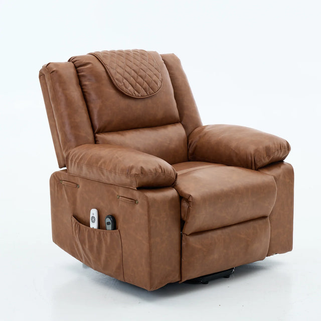 Medium-Firm PU Leather Remote-Controlled Heating Massage Recliner - Omega Lifestyles