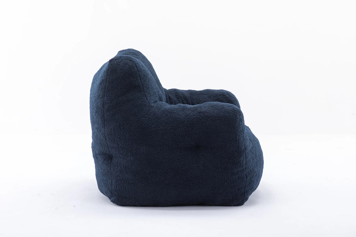 Soft Teddy Fabric Tufted Foam Bean Bag Chair Dark Blue - Omega Lifestyles