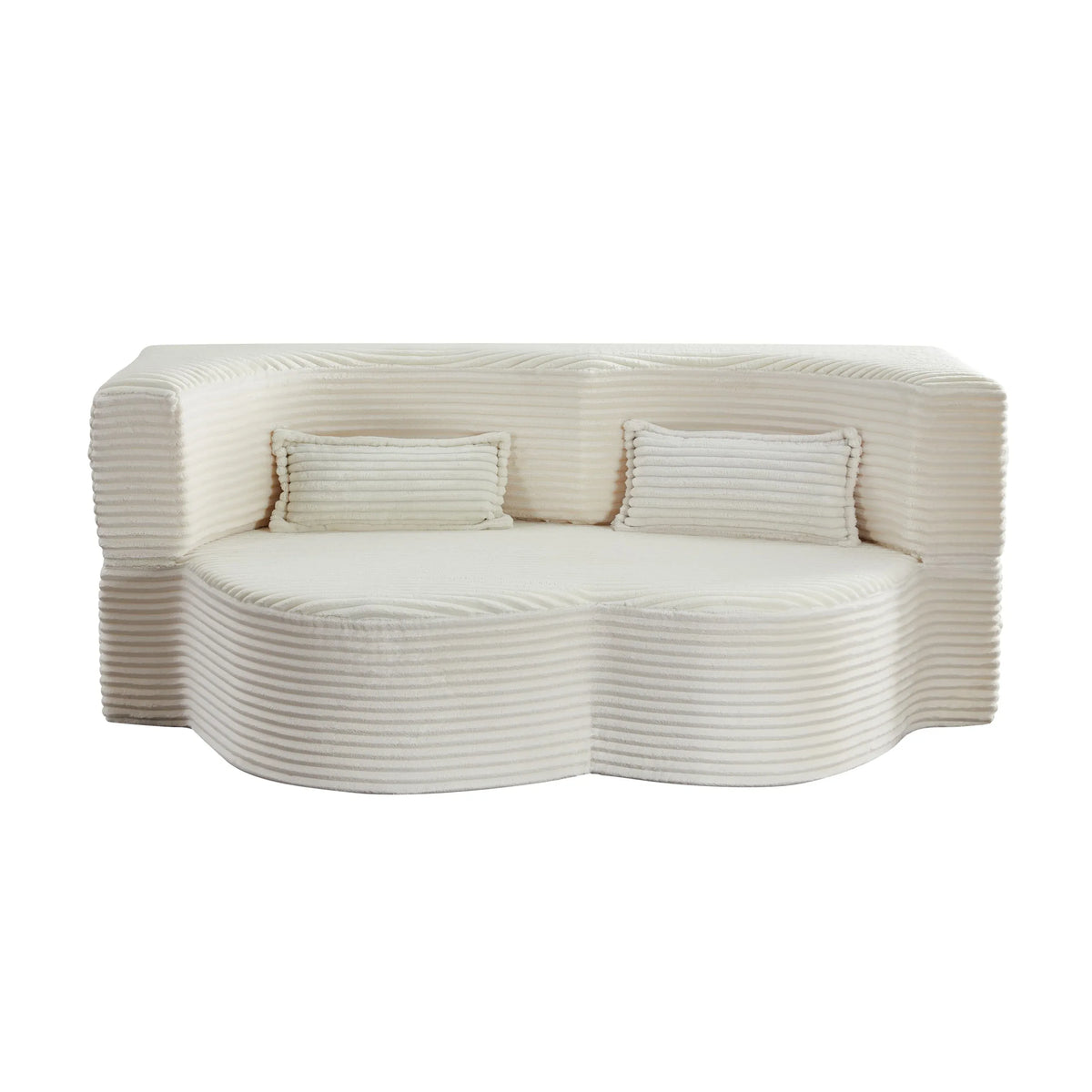 Full Size Plush Corduroy Foam-Filled Folding Sofa Bed With Pillows - Omega Lifestyles