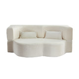 Full Size Plush Corduroy Foam-Filled Folding Sofa Bed With Pillows - Omega Lifestyles