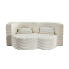 Full Size Plush Corduroy Foam-Filled Folding Sofa Bed With Pillows - Omega Lifestyles