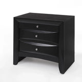 Black Synthetic Wood Elegant Storage Nightstand - Omega Lifestyles