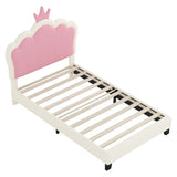 Twin Upholstered Princess Platform Bed With Crown Headboard - Omega Lifestyles