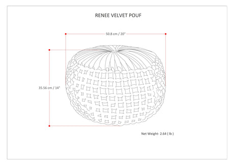 Teal Velvet Fabric Round Pouf Ottoman Accent Furniture - Omega Lifestyles