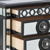 Mirrored Black Silver Finish Two-Drawer Nightstand - Omega Lifestyles
