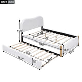 Full Upholstered Platform Bed With Twin Trundle White - Omega Lifestyles