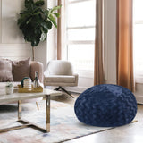 Plush Navy Faux Fur Shredded Foam Bean Bag Chair - Omega Lifestyles