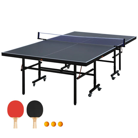 Foldable Portable 9-Ft MidSize Indoor Table Tennis Table Set - Omega Lifestyles