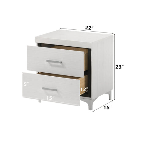 White Finish Metal Synthetic Wood Nightstand With Drawer - Omega Lifestyles