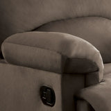 Light Brown Fabric Motion Recliner With Plush Pillow-Top Arms - Omega Lifestyles