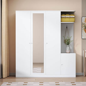 4-Door Wardrobe With Drawer Full-Length Mirror - Omega Lifestyles