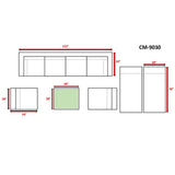 9-Piece Modular Grey Rattan Wicker Patio Seating Set - Omega Lifestyles