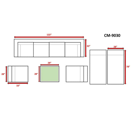 9-Piece Modular Grey Rattan Wicker Patio Seating Set - Omega Lifestyles