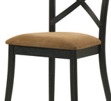 Set of 2 Faux Leather Walnut Black Finish Side Chairs - Omega Lifestyles
