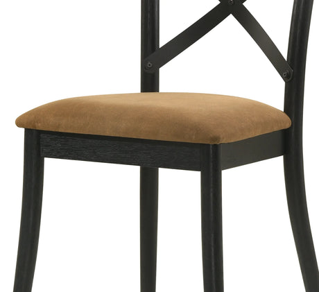 Set of 2 Faux Leather Walnut Black Finish Side Chairs - Omega Lifestyles