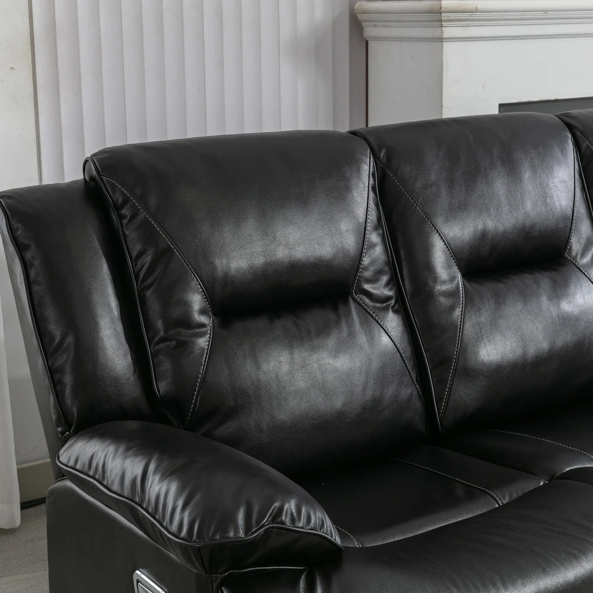 Manual Black Leather Gel Recliner Chair With LED Light Strip - Omega Lifestyles