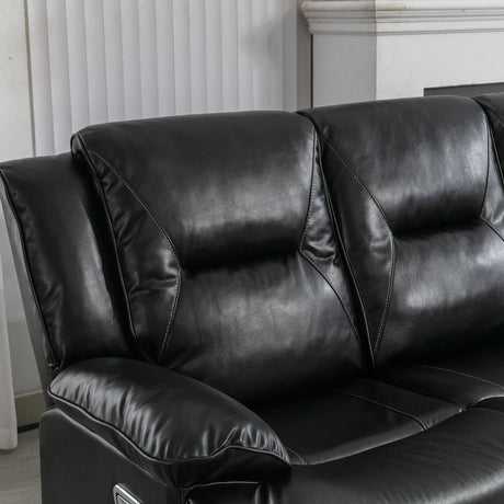 Manual Black Leather Gel Recliner Chair With LED Light Strip - Omega Lifestyles