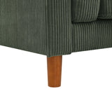 Dark Green Corduroy Upholstered Square Arm 3-Seat Sofa - Omega Lifestyles