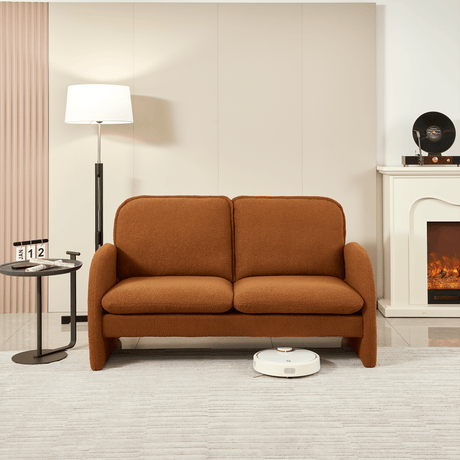 Sherpa Fabric Plush Foam Cushion Loveseat Sofa - Omega Lifestyles