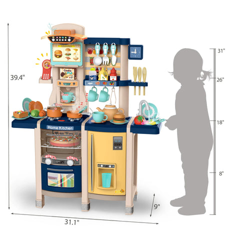 Kids Large Pretend Play Kitchen Set With Lights Sounds - Omega Lifestyles