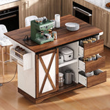 Farmhouse Sliding Barn Door Kitchen Island Cart - Omega Lifestyles