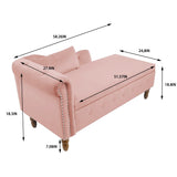 Pink Velvet Storage Chaise Lounge With Pillow - Omega Lifestyles