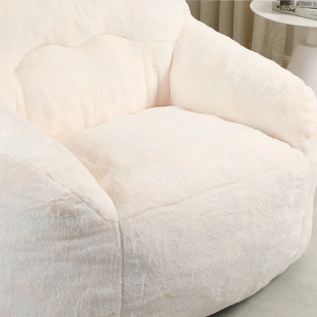 Large Faux Fur High-Density Foam Bean Bag Chair - Omega Lifestyles
